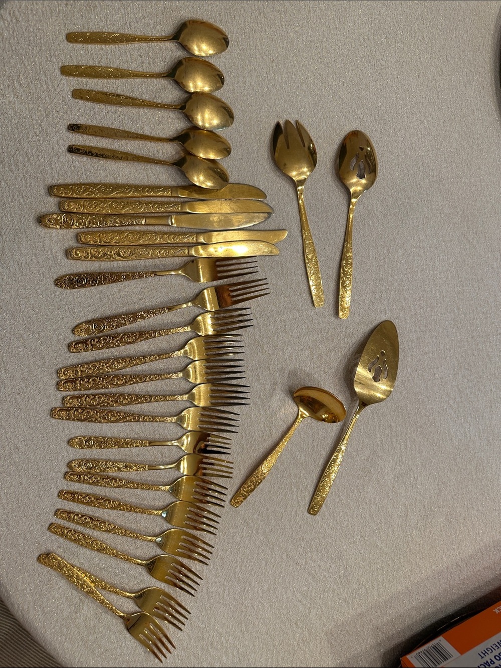 Golden Heritage Gold-Tone Ornate Flatware Set - Spoons, Knives & Forks,serveware